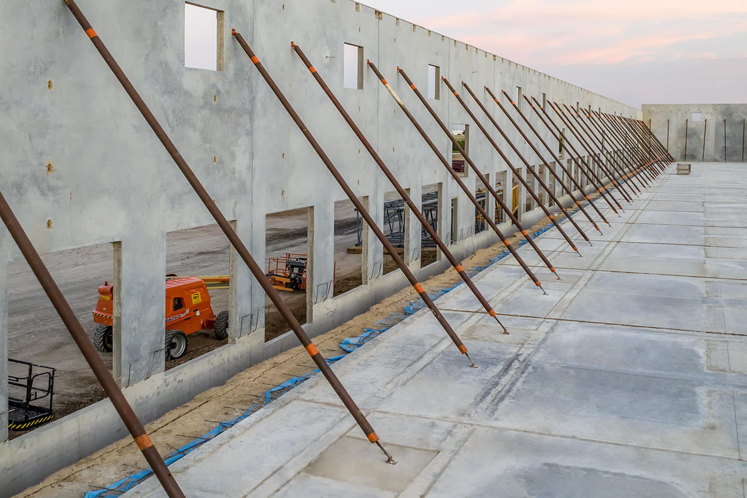 After concrete cleanup in commercial tilt-wall construction interior