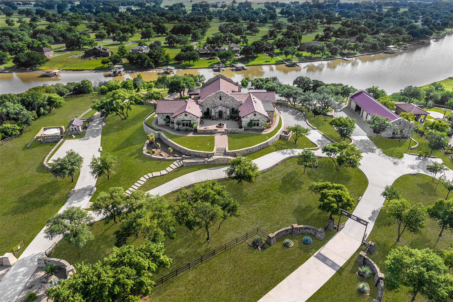 After landscape correction luxury residential property aerial photography